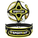 Sportout Fußball Kick Trainer,Freihändiger Solo Fußball Trainer Fußballtrainingshilfe mit erweitertem Seitenbundschutz, beidseitige Anpassung der Gürtellänge,Geeignet für Kinder und Erwachsene (Gelb)