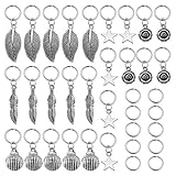 Lurrose 35 Stücke Haarzopf Ringe Metall Dreadlocks Haar Perlen Dekoration Flechten Haarschmuck für Frauen Männer (Silber)