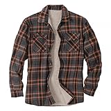 COOFANIN T-Shirts für Herren, kariert, langärmelig, Umlegekragen, Button-Down-T-Shirt, mit Vordertaschen, Herbst, Winter, schmale Passform, rot, dick, lässig, modisch, Mäntel, Vintage-Jacken, braun, M