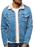 OZONEE Herren Jeansjacke Jacke Jeans Winterjacke Gefüttert Übergangsjacke Herbstjacke Vintage Herrenjacke Winter Übergangs Denim Bikerjacke Sherpa Jacket BN/7274 BLAU XXL