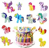 12Pcs Einhorn Tortendeko Mini Figuren Set,Einhorn Geburtstagstorte Dekoration,Kuchen Einhorn Topper,Geburtstagstorte Dekoration,Einhorn Mini Figuren Set,Cartoons Kuchen Topper für Kinder Mädchen Party