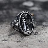 Feinny 2020 Punk Vintage Leuchtturm Ring, Edelstahl Nautische Amulett Ringe Nordic Viking Schmuck, Party Prom Persönlichkeit Ringe,Schwarz,14