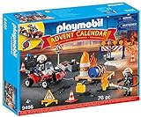 PLAYMOBIL Adventskalender 2021 - 9486 Feuerwehreinsatz auf der Baustelle, Ab 4 Jahren [Exklusiv bei Amazon]