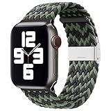 ANCEER Kompatibel mit Apple Watch iWatch Armband 42mm 44mm 40mm 38mm, Verstellbares Geflochtenes Sportarmband Loop mit Schnallen für iWatch Serie 6 / SE / 5/4/3/2/1 Z/Schwarz - Grü