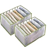 Schubladeneinsatz für Kleideraufbewahrung aus Mesh Zusammenklappbar Tragbar 2 Stücke Hohe Kapazität Kann Gelagert Werden Jeans hemd CD fernbedienung Socke Pullo(Size:32cmX25cmX17cm 6 cells,Color:Grün)