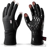 THE HEAT COMPANY – Merino Liner PRO – Warme Merino Handschuhe – Premium Qualität – Touchscreen Winterhandschuhe aus Wolle: Damen & Herren – Laufhandschuh, Fahrradhandschuh, schwarz, Gr. 8-9