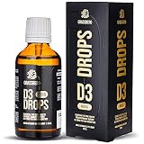 Vitamin D3 Tropfen - 50ml (1750 Tropfen pro Flasche) | 400 I.E. pro Tropfen | Vitamin D Tropfen - Geeignet für Säuglinge, Kinder und Erwachsene | Laktosefrei, Glutenfrei, GVO