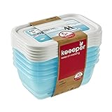 keeeper Tiefkühldosenset 5-teilig, Wiederbeschreibbarer Deckel, 5 x 500 ml, mia polar, ice blue transp