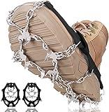 Seydrey Steigeisen für Bergschuhe, Schuhkrallen mit 19 Edelstahl Zähne und Zwei Klettbänder, Universal Anti-Rutsch Ice Klampen,Spikes,Eisspikes, für Winter Walking Wandern Bergsteigen (Schwarz, L)