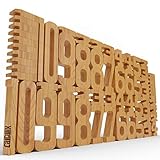 CALCULIX Premium Zahlenbausteine Montessori Spielzeug Made in EU – 61 FSC Holz Bausteine aus massiver Buche - nur mit natürlichem Pflanzenöl geschützt - spielerisch Mathe, Zahlen & 1x1 L