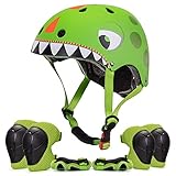 Skaterhelm Fahrradhelm mit Knieschoner Set für 2 bis 6 Jahre Jungen und Mädchen | Leicht Mikroschalen Kinderhelm Knie Pads Schutz Protektoren für Laufrad Skateboard Motorrad Sp