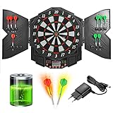 Elektronische Dartscheibe Dardboard mit LCD-Anzeigemit und Türen, 12 Dartpfeilen 27 Spiele mit 216 Spieloptionen Profi Elektronik Dartspiel E Dartautomat für Partys Spieleabende (Schwarz)