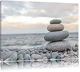 Steinturm am Strand Format: 60x40 auf Leinwand, XXL riesige Bilder fertig gerahmt mit Keilrahmen, Kunstdruck auf Wandbild mit Rahmen, günstiger als Gemälde oder Ölbild, kein Poster oder Plak