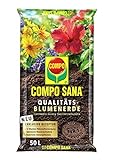 COMPO SANA Qualitäts-Blumenerde mit 12 Wochen Dünger für alle Zimmer-, Balkon- und Gartenpflanzen, Kultursubstrat, 50 Liter, B