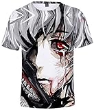 Silver Basic Jungen Mode Shirt Tokyo Ghoul 3D Druck Sommer T-Shirt Kurzarm Tops Schwarz-11 XL-1