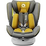 Lionelo Bastiaan ONE Kindersitz ab Geburt 0-36 kg Isofix Top Tether 360 Grad drehbar Rückwärts Vorwärts Seitenschutz 5-Punkt-Sicherheitsgurte Dri-Seat (Gelb)