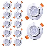 EINFEBEN LED Einbaustrahler 7W 230V Ultra flach Bad LED Spots 12er Set LED Einbauleuchten 6000K Kaltes Weiß Einbauspots Rund Deckenstrahler Slim Decken Sp