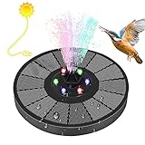 HEYPORK LED-Solarbrunnen für Vogeltränke, Solar-Springbrunnen mit Batterie, 6 bunte LED-Düsen, Dekoration für Garten, Teich, H