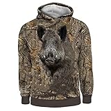 Camo Boar Langarm-Kapuzenhemden 3D-Druck Hoodie Sweatshirt Mann Frauen Dschungel Wildschwein Tops, W7981, XXXL