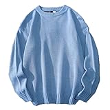 Aicfikrye Winter Herren Pullover High Neck Warm Bottoming Casual Loose Strickwaren Pullover Pärchen Sweater, B Blau, Larg