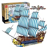 l b s Statisches blaues Segel, Piratenschiff, Bausteine, 3265 Stück