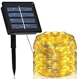 Solar Lichterkette Aussen, Hystun Lichterschlauch Aussen 20m 200LED Solar Led Schlauch Außen 8 Modi Wasserdicht PVC Solarlichterkette für Garten, Balkon, Weihnachten, Hochzeiten, Party (Warmweiß)