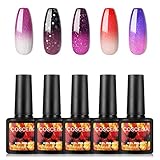 Saint-Acior 8ml UV Farbwechsel Gel Nagellack Set 5 Farben Thermo Shellac Gellack Kit Glitzer Gelnägel Set Chamäleon Temperatur Chameleon Gel Polish S
