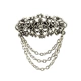 Blusenbrosche Trachtenbrosche - Strass Damen Brosche für Tracht, Anstecknadel für Trachtenbluse und Blusen Brosche fürs Oktoberfest (antik-silber-farben)
