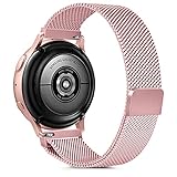 Gaoren Kompatibel mit Samsung Galaxy Watch Active/Active2 40mm 44mm/Watch 3 41mm Armband, 20mm Edelstahl Metall Ersatz Uhrenarmband für Gear Sport/S2 Classic/Garmin Vivoactive 3 (Rosa)