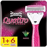 Wilkinson Sword Quattro for Women Damenrasierer mit 6 Ersatzklingen, Briefkastenfähig