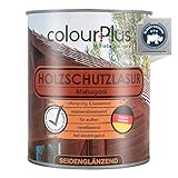 colourPlus® Holzschutzlasur (750ml, Mahagoni) seidenglänzende Holzlasur Außen- Holz Grundierung - Holz Lasur - Holzlasur Aussen - Made in Germany