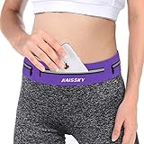 Guzack Laufgürtel mit 3 Reißverschlusstaschen, Gürteltasche Sport Hüfttasche Sporttasche Fitnessgürtel, wasserdicht für alle Handys beim Jogging, Klettern, Reisen/W