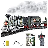 Elektrischer Zug Set Dampfzug für Klassische Weihnachtszug Elektrische Rauch Fernbedienung Track Simulation Modelleisenbahn Schienen Kinder Spielzeug