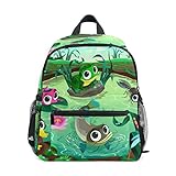 Niedlicher Kinder-Rucksack, Schultasche für Mädchen, lustiger Fisch Frosch Libelle im T