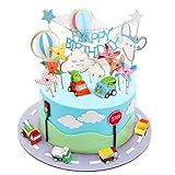 Joyoldelf Cake Toppers 1. Geburtstag Junge Auto Kuchendekoration Spielzeug Tortendekoration Einhorn Junge Geburtstag Dekoration Junge Geburtstagsgeschenk 1-5 J