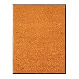 Certeo Schmutzfangmatte Use&Wash | BxL 60 x 90 cm | Velours, Vinyl | Orange | Rutschfest Sauberlaufmatte Pfleg