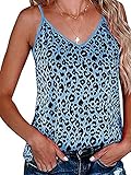 Camisole Damen Sexy V-Ausschnitt Leopardenmuster Ärmelloses Damen Top Sommer Mode Lässig Schlank Bequem Basic Damen Tank Top Damen T-Shirt D-Blue XL