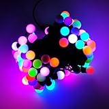 Lichterkette mit 50 LEDs, farbwechselnd, blinkend, blinkend, glitzernd, mit Beerenabdeckungen, 5