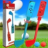 Golfschläger für Switch Mario Golf, 2 Stück Drehbare Golfgriffe Kompatibel mit Switch Joy-Con Controller, Spiele Club Zubehör für Nintendo Switch Mario Golf Super Rush (Rot+Blau)