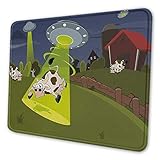 Cartoon Künstlerische Maus Pad Farm Warehouse Gras Zäune Kuh Alien Entführung Lustige Comics Bild Grafik Druck Maus Pad für Kinder M