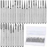 Diamant Schleifstifte Diamantfräser Diamantbeschichtete Bohrer Set, 30Pcs Rotary Burs Raspel Set Fräser Set mit 3mm Schaft Rotationswerkzeuge Zubehör für Glas Edelstein Metall Dremel S