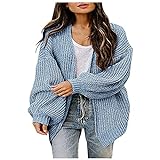 Damen Oversize Pullover Lose Drop Schulter Laterne Ärmel Mode Open Front Cardigan Sweater M