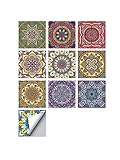 WJSM Tapete Marokkanische Fliesenaufkleber Peel and Stick 3D Wandaufkleber Vintage Kunst Wohnzimmer Küche Badezimmer DIY. Klebstoff-Tapete. (Color : HT-233, Size : 10cmX10cmX10pcs)