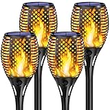 KINGLEAD Solarlampen für außen, Solarleuchte Gartenfackel Realistischer Flammeneffekt mit IP65 Wasserdicht ABS,Led Beleuchtung Solar Fackel automatisch Ein/Aus Licht Sensor Garten Solarfack