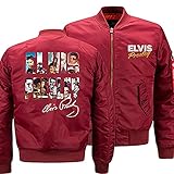LYZL Herren Jacke Sweatshirt - Elvis Presley Print Casual Fliegeranzug verdicken Winddichte Baseballuniform Oberbekleidung