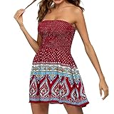 Kleider Damen Retro Ärmellos Sommerkleid 50er Jahre Boho Stil Cocktailkleid Elegant A-line Knielang Blumenkleid Strandkleid Abend Partykleid Swing Kleider Frauen Sexy Tunikakleid Wickelkleid Minik