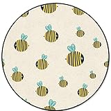 Tier Gelbe Biene Gestreiftes Herz Gedruckt Kinder Teppiche Baby Krabbeln Runde Teppiche Für Wohnzimmer Couchtisch Matte-D 100