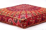 Indisches Feder-Mandala-Boden-Kissen Osmane Pouf Quadrat-Abdeckungs Hunde-/ Haustier-Bett von Bhagyoday F