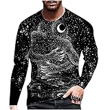 wuitopue Herrenhemden, kurzärmelig, Rundhalsausschnitt, bedruckt, Farbe, Gentleman-Strickjacke, Freizeithemd, Oberteil, Bluse, UK-Größe S-XXXXXXXL, black9, XXXXX-Larg