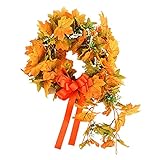 Fdsfa Ahornblätter-Girlande, Herbstkranz, Haustür-Dekorationen, künstlicher Fall für drinnen und draußen, für Hochzeit, Erntedankfest, Weihnachten, Party-Ornament, 45 x 64